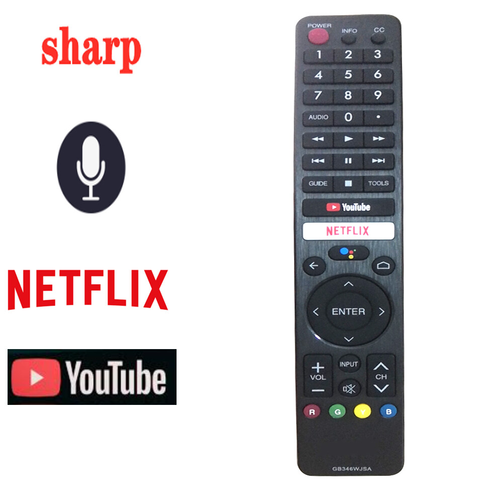 New gb346wjsa for sharp tv remote control with voice fernbedienung netflix and youtube compatible tv model gb326wjsa compatible tv model 2t-c50bg1
