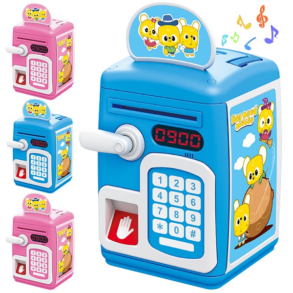 [HCM]Két Sắt Mini Đồ Chơi Thông Minh Mở Khóa Bằng Vân Tay ( Xanh dương + hồng )