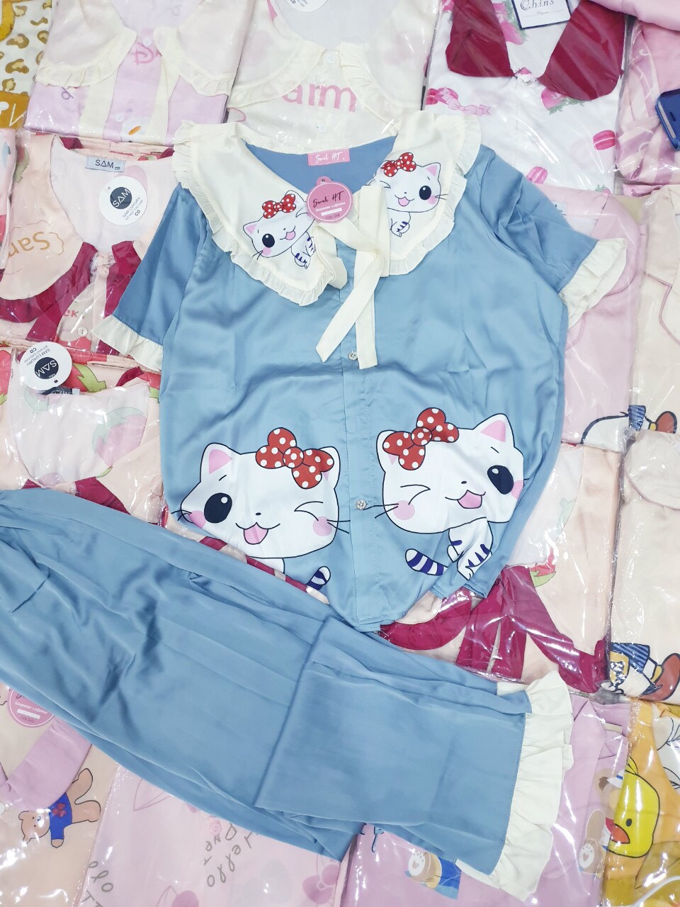 Đồ bộ mặc nhà Pijama lụa satin cao cấp form dài