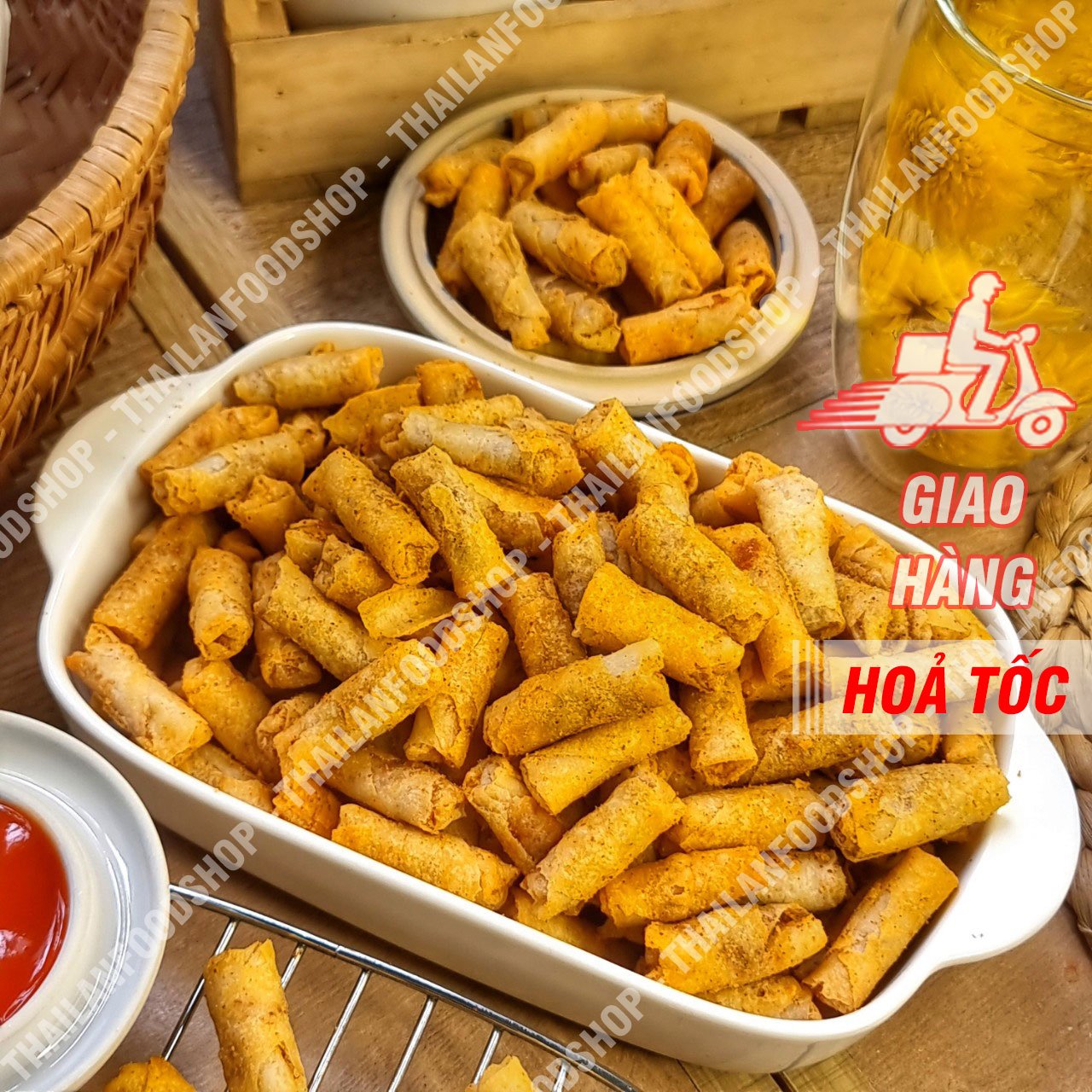 Chả Giò Tôm Mini Sấy Giòn Ăn Liền - Túi 1kg