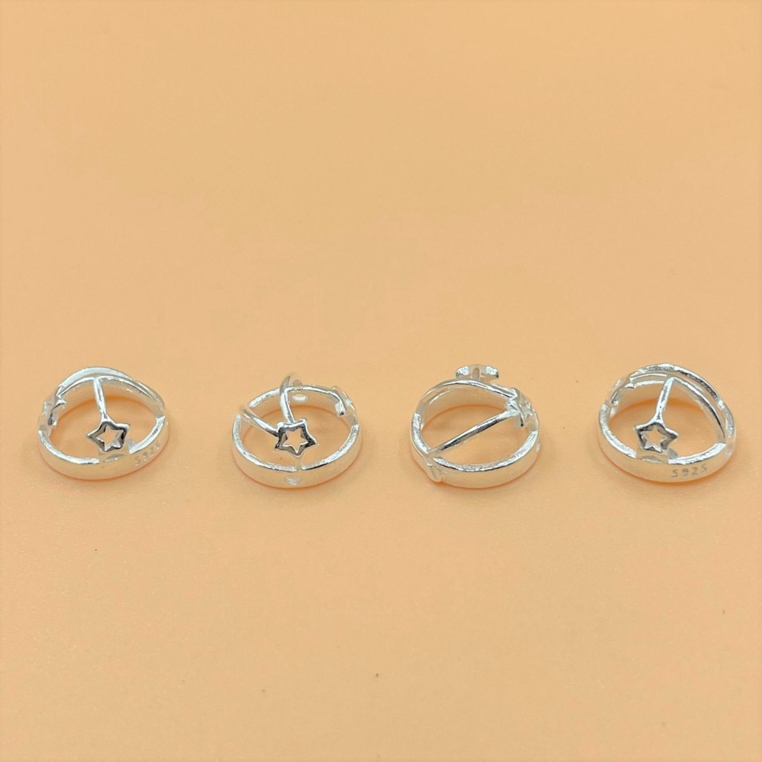 Charm ốp chụp hạt khắc ngôi sao - charm bạc 925 - mã cb845