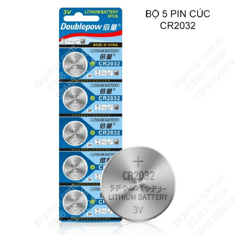 Vỉ 5 viên pin CR2032 dùng cho máy tính (pin CMOS), thiết bị remote-điều khiển, đồng hồ, khóa oto, khóa chống trộm điện tử (loại tốt)