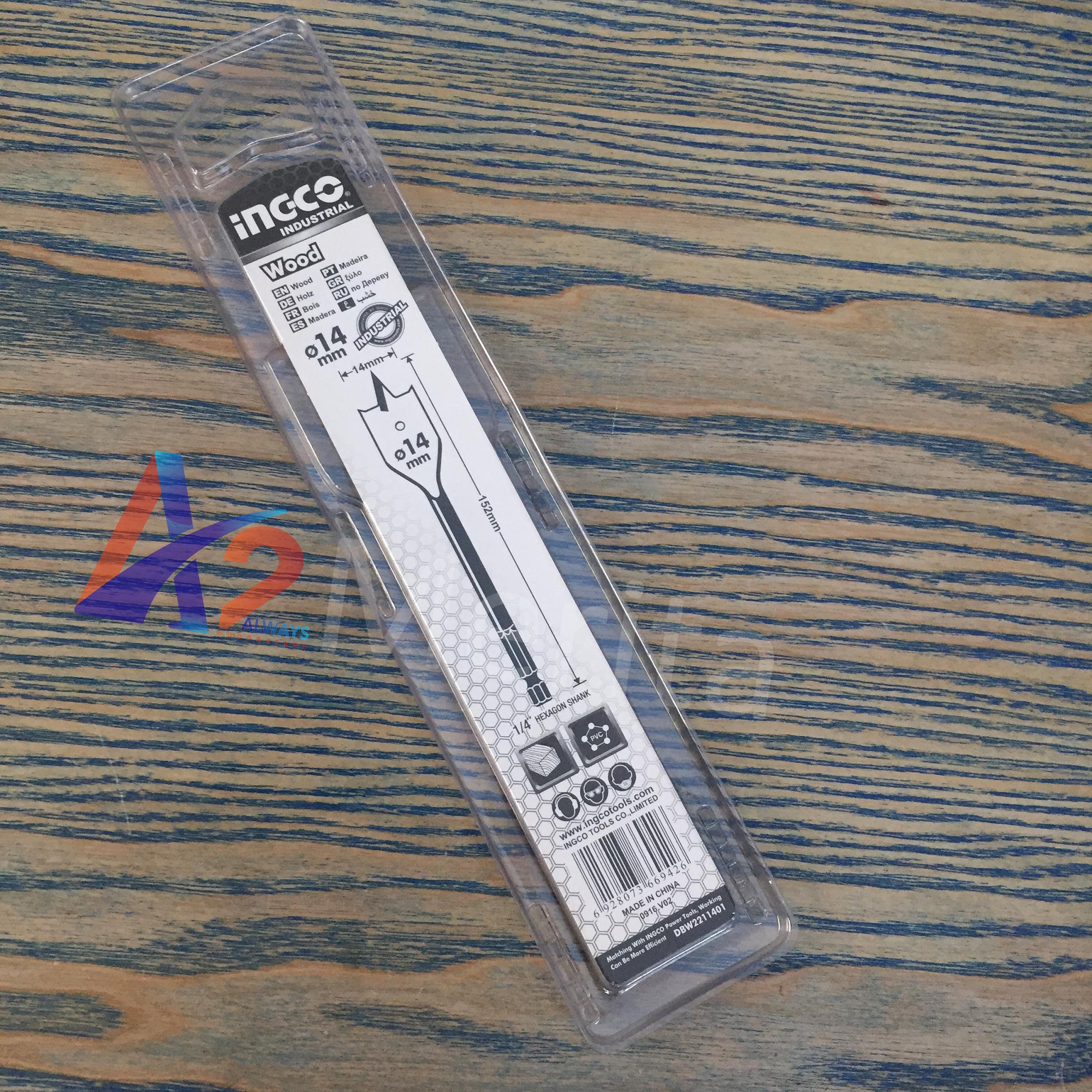 Mũi khoan gỗ đầu dẹp 14mm Ingco DBW2211401