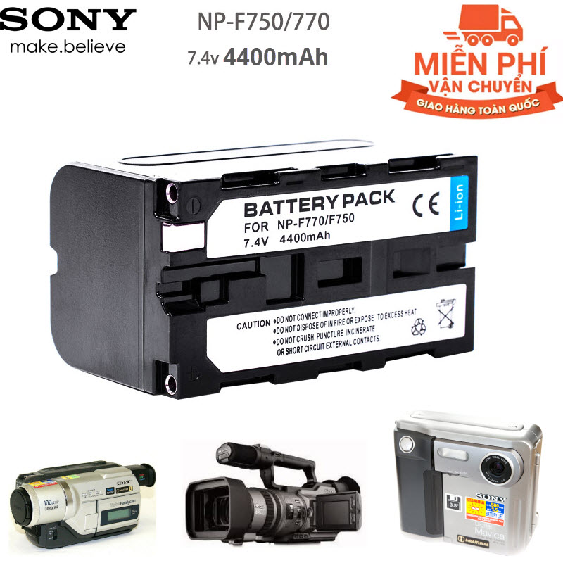 Pin sạc đèn led NP-F770 dung lượng 4400mAh - 5200mAh cho led Yongnou YN300 YN600 YN900 - Pin sạc NP-F770 NP-F750 NP F770 np f750 NPF770 750 dùng cho các máy quay Sony thông dụng