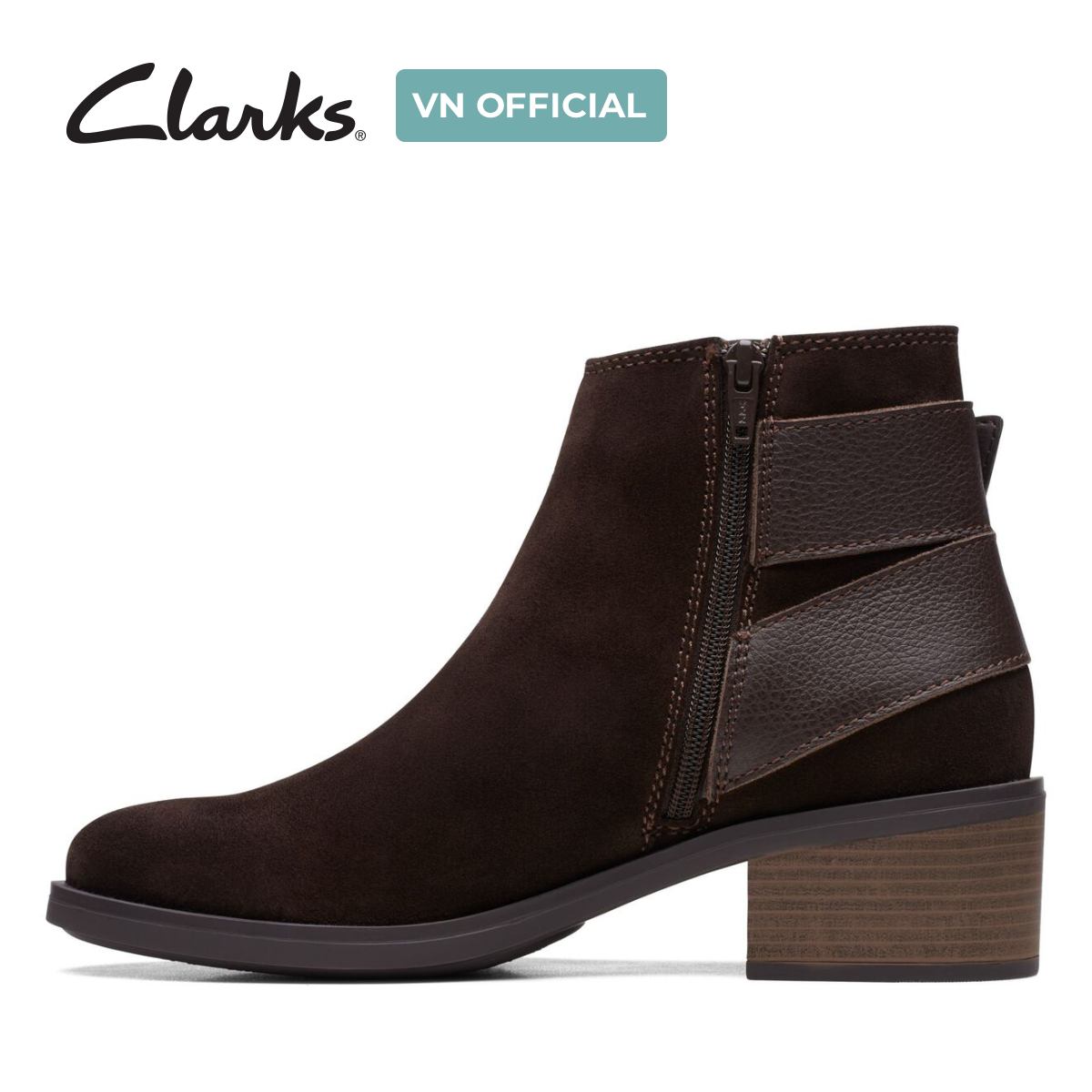 Giày Bốt Cao Gót Da Lộn Nữ Clarks - Memi Buckle