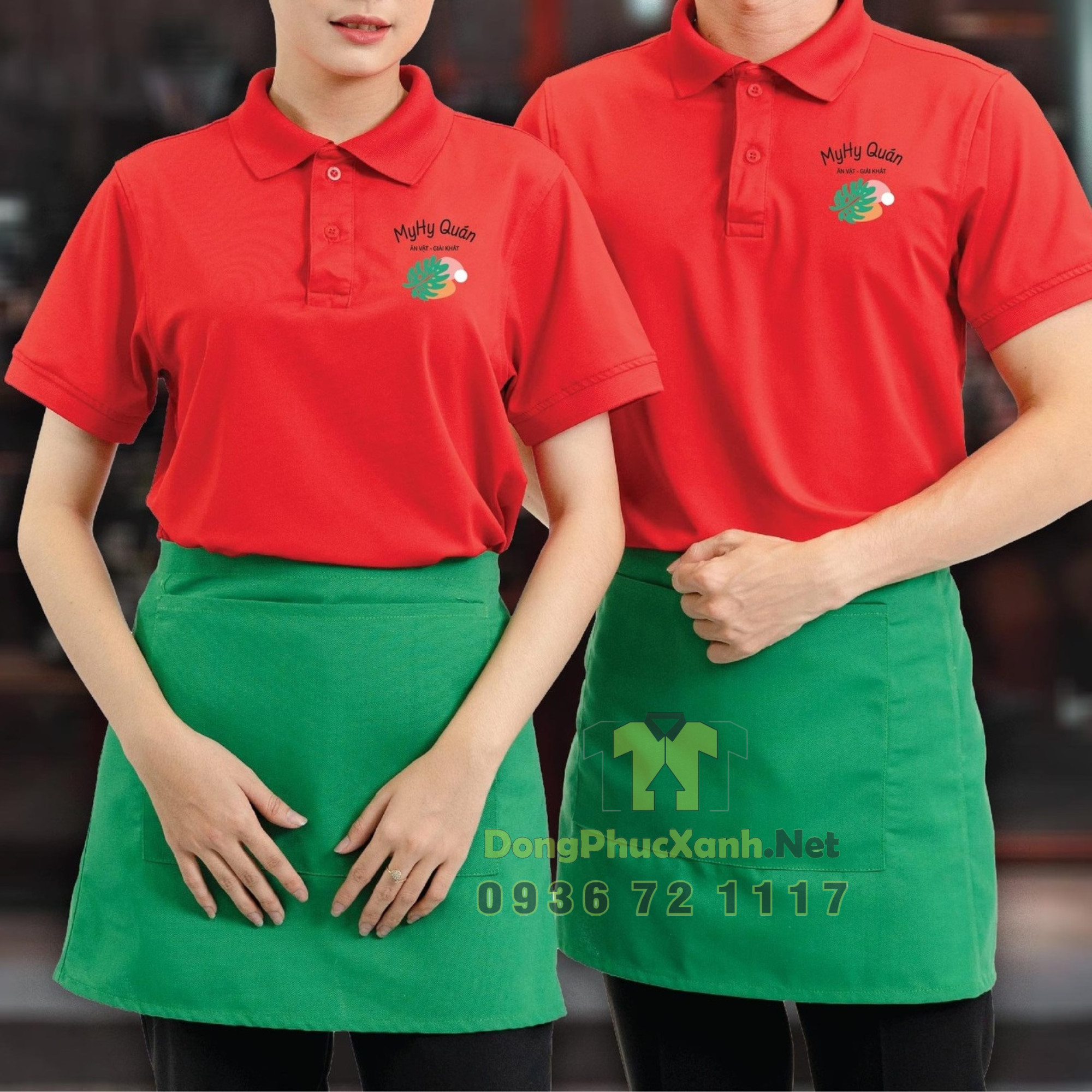 Tạp Dề Phục Vụ Màu Đỏ Chất ĐẸP - Làm đồng phục