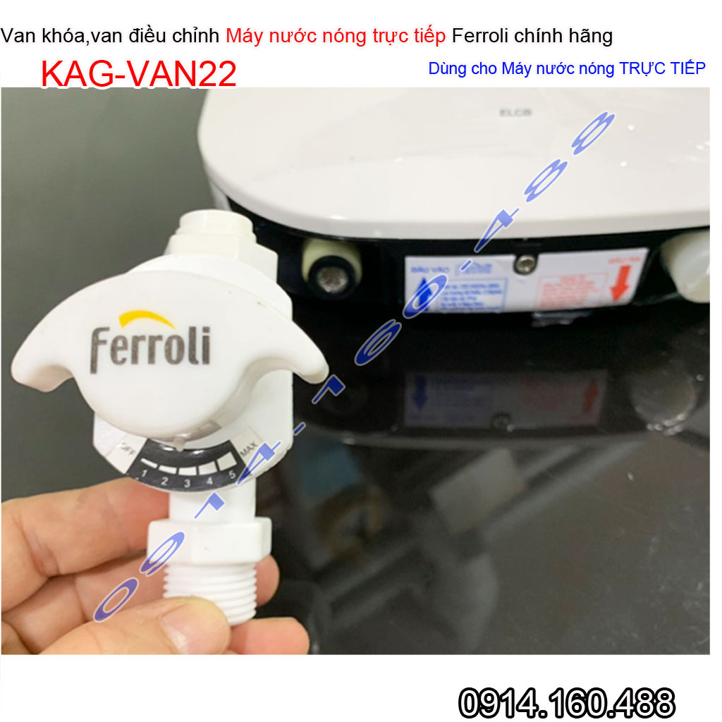 Van khóa máy nước nóng trực tiếp KAG-VAN22, van 1 chiều đóng mở điều chỉnh nước máy Ferroli