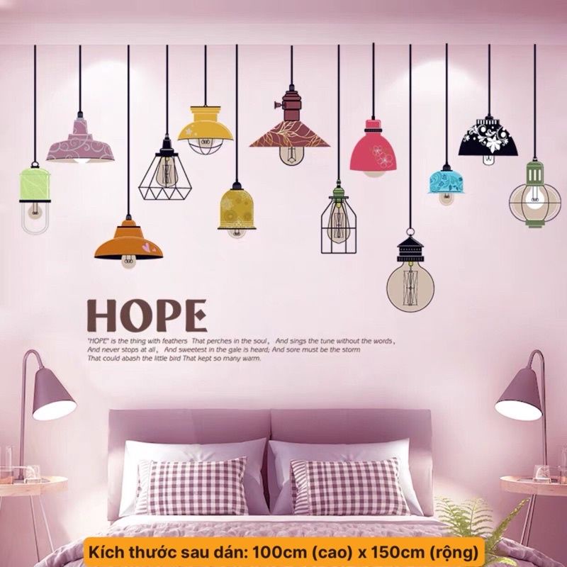 Decal dán tường bóng đèn hope