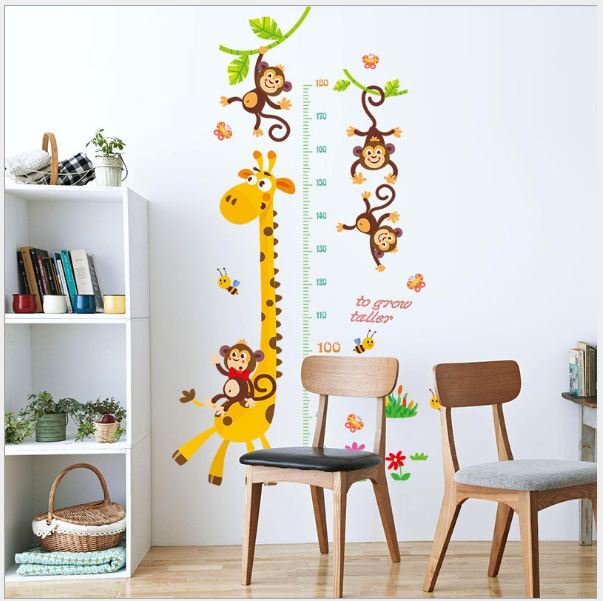 [HCM]DECAL DÁN TƯỜNG THƯỚC ĐO HƯƠU 2 VÀ GẤU ĐU Ô