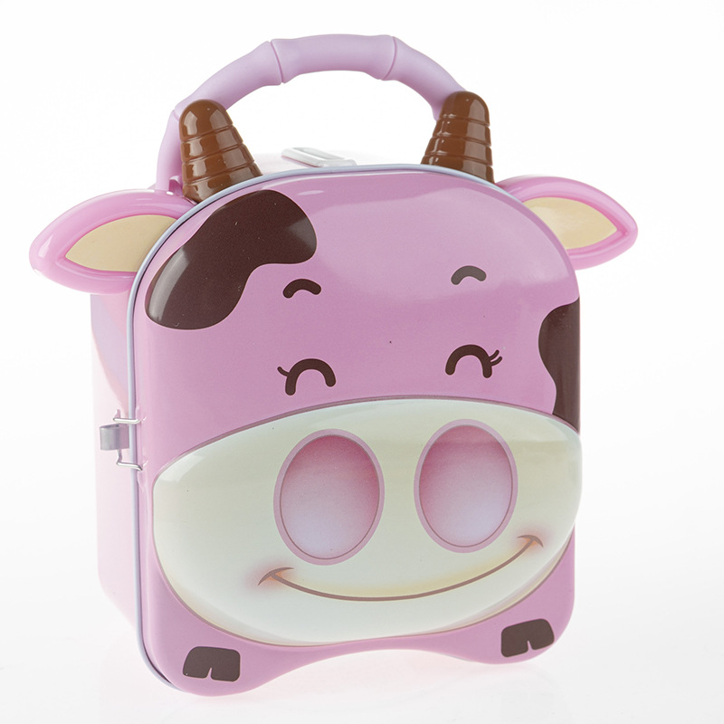 Ống heo đựng tiền có khóa hình con bò sữa cho bé yêu, Két sắt mini tiết kiệm tiền có khóa siêu yêu, đẹp mắt