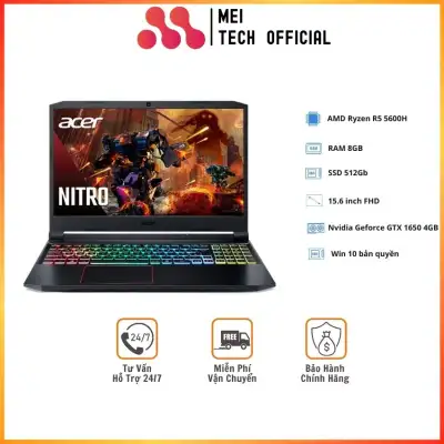 [Freeship] Laptop Acer Nitro 5 AN515-45-R3SM/ Black/ AMD R5 5600H/ RAM 8GB/ 512GB SSD/GTX 1650 4GB/ 15.6 inch FHD/ WL+WC+WT/ Win 10H/ 1 Yr -MEI Tech Official- MEI13 Hàng Chính Hãng,Cấu Hình Ổn Định Dùng Cho Văn Phòng, Thiết Kế Đồ Họa, Gaming