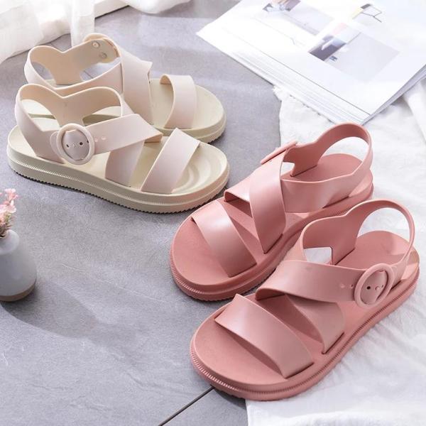 Giày Sandal Nữ Nhựa Dẻo Đi Mưa Hapu (Đen, Hồng, Kem, Nâu) - GL008