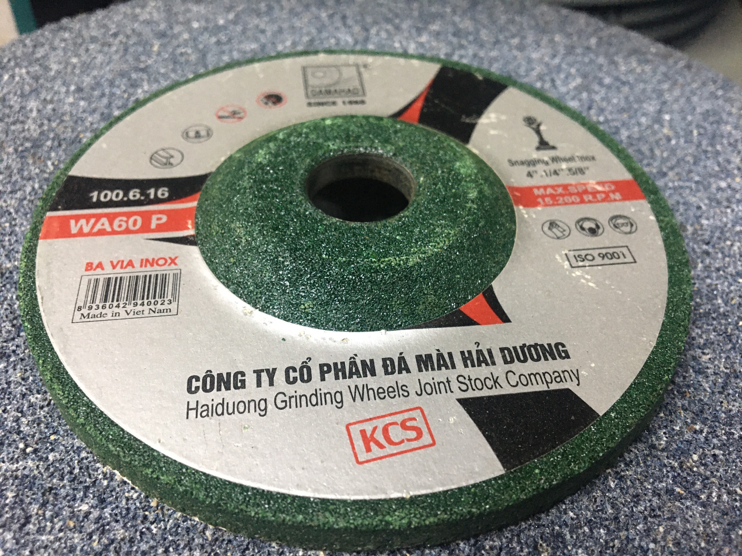 Đĩa mài sắt Hải Dương 1T xanh, đá mài sắt 100mm dành cho máy mài cầm tay