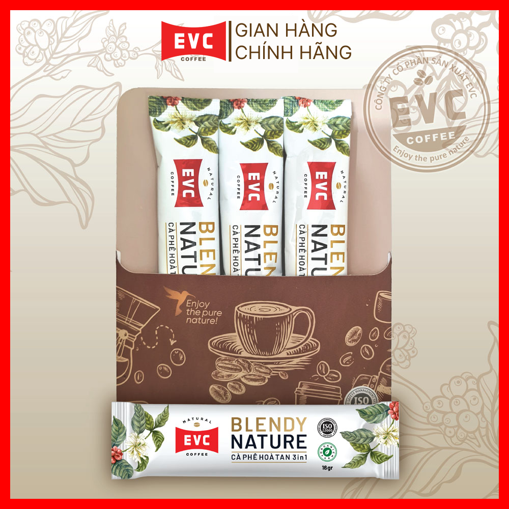 Cà phê hòa tan 3in1 - EVC Blendy Nature - Gấp đôi vị cà phê (16 gói x 16 gram)