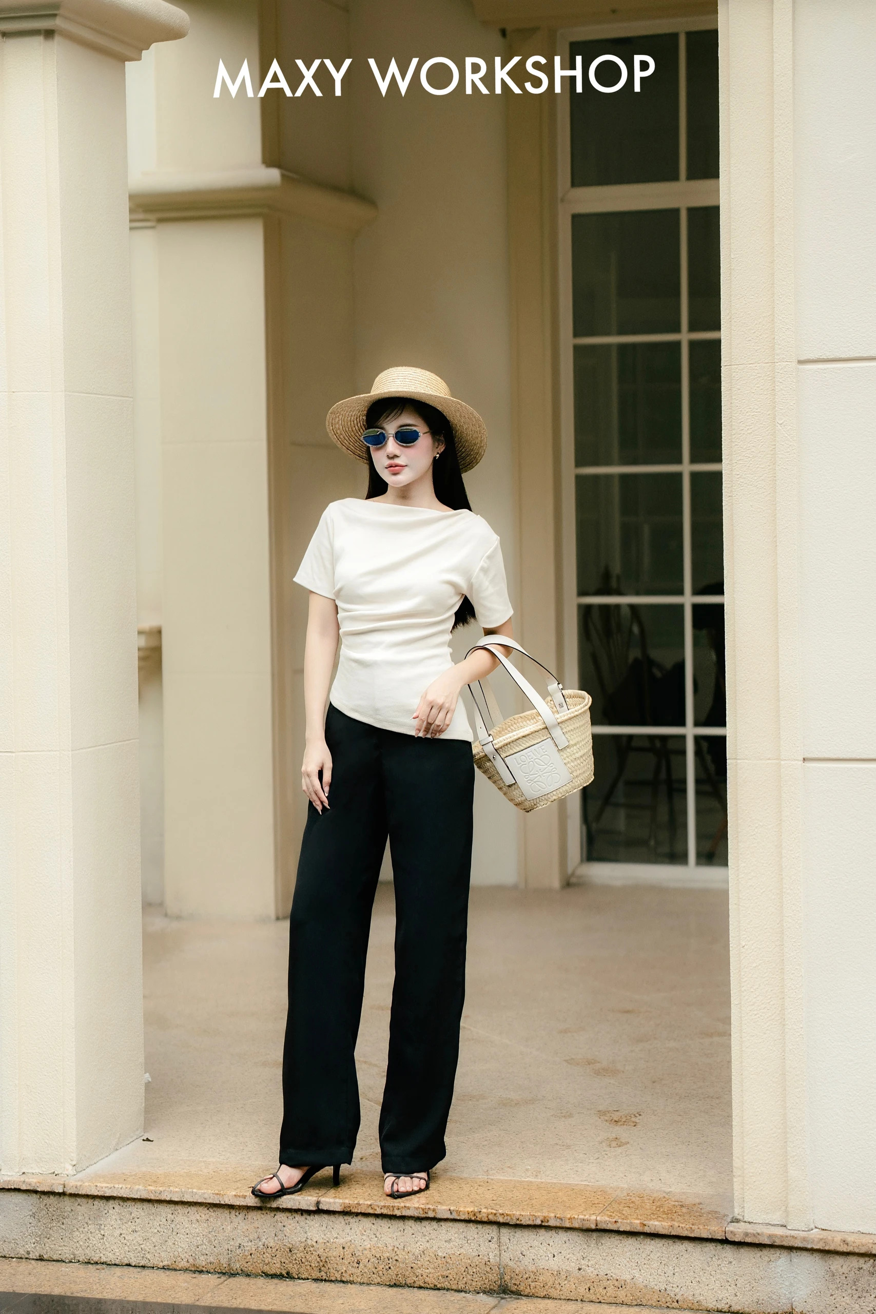Áo thun nữ trễ vai tay ngắn Side Sleeve Tee Maxy Workshop