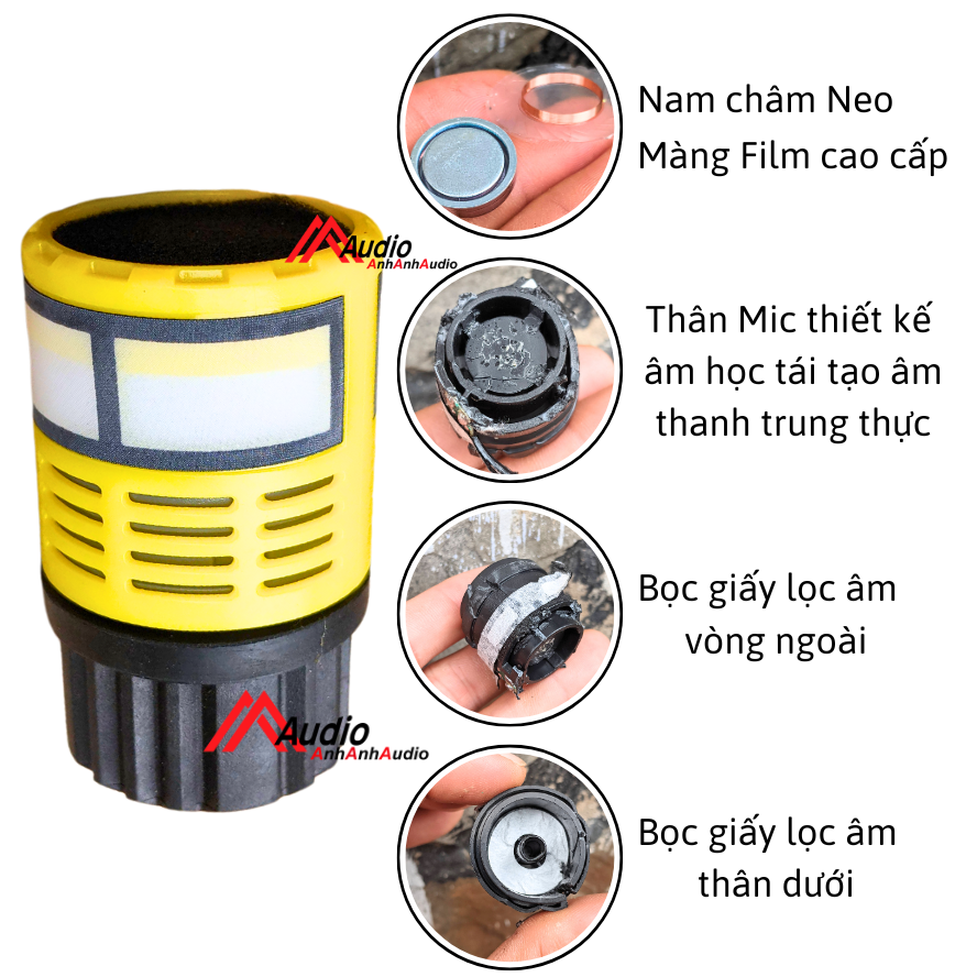 Côn mic K8 UGX9 loại từ neo lỏi mic bên trong theo thiết kế âm học giá 1 cái