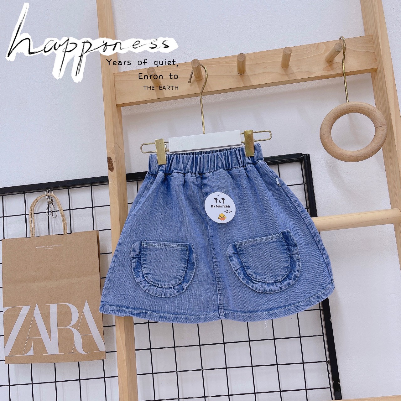(12-30kg) Chân váy đầm jean bò cho bé gái