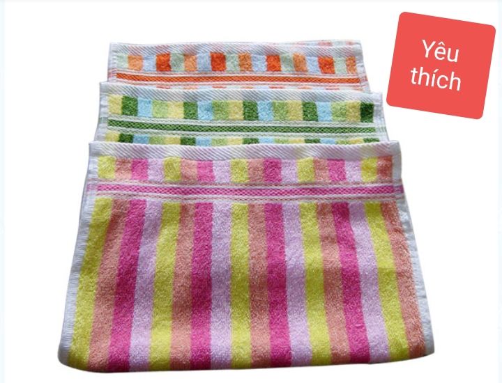 [HCM]Khăn mặt 4 tấc cotton sọc đũa hồng (28x 42 cm)