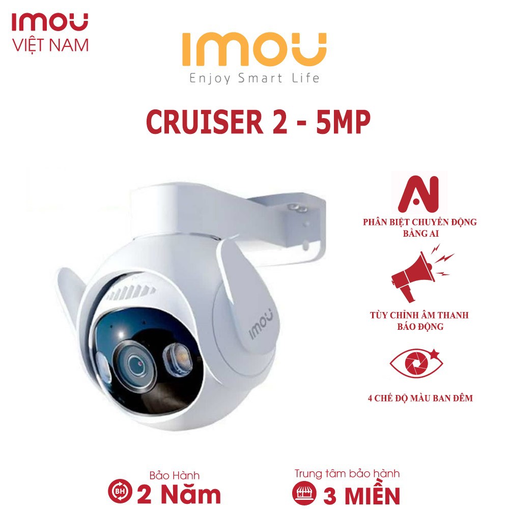 CAMERA WIFI IMOU Ngoài Trời Cruiser 2  5MP  l  Nhận Diện Thông Minh l 4 Chế Độ Nhìn Ban Đêm l Bảo Hành Chính Hãng