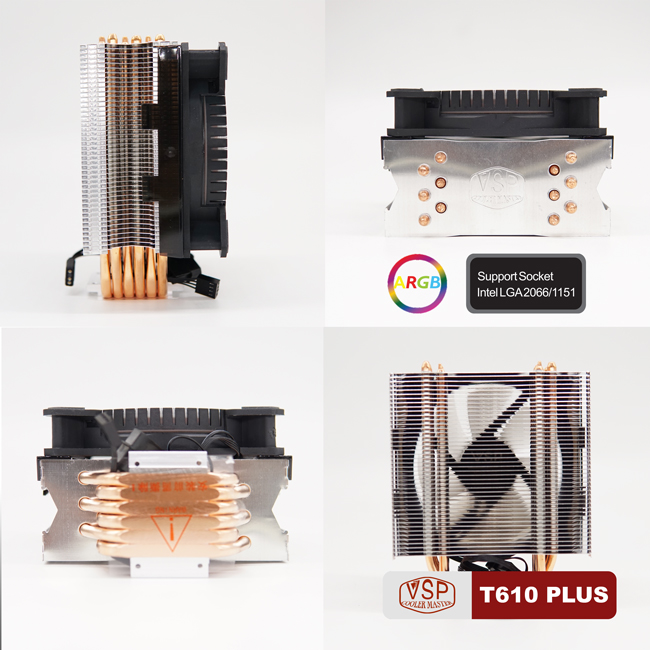 Quạt tản nhiệt CPU VSP Cooler Master T610Plus - LED RGB