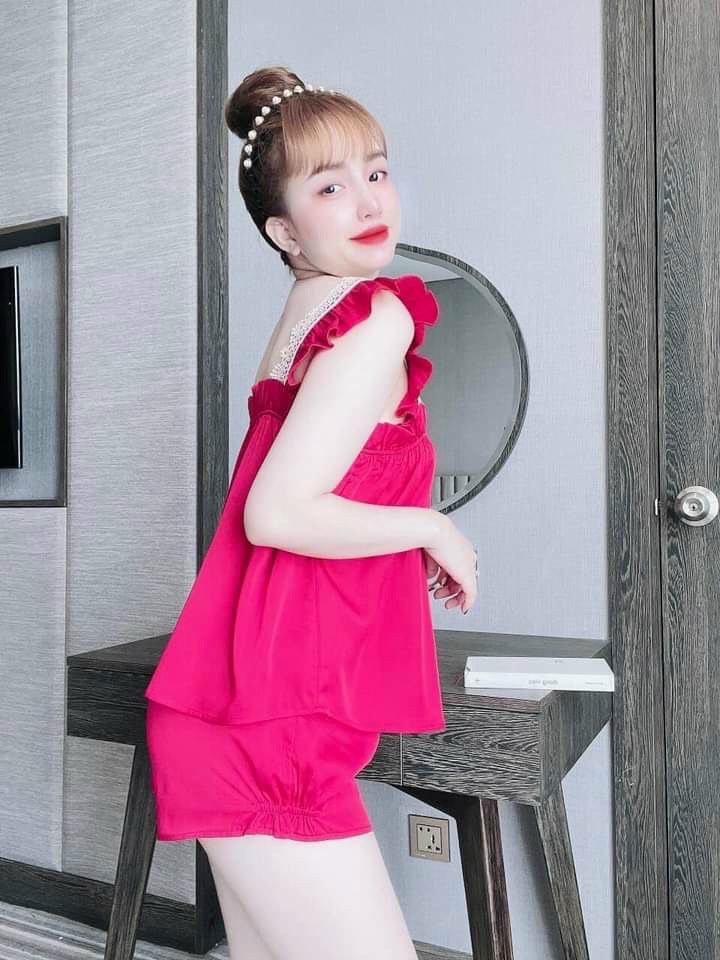 Đồ bộ đùi cánh tiên mặc nhà, bộ ngủ lụa satin cao cấp