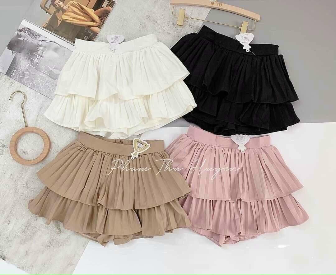 Chân váy dập ly nhỏ 2 tầng siêu đẹp