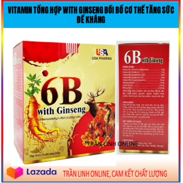Vitamin Tổng Hợp 6B With Ginseng Bồi Bổ Cơ Thể, Tăng Sức Đề Kháng - Hộp 100 viên( Đỏ 28NcTl) cao cấp