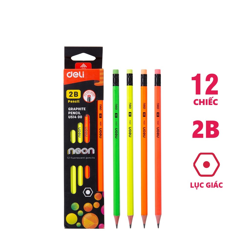 Hộp 12 cây bút chì neon deli u51800