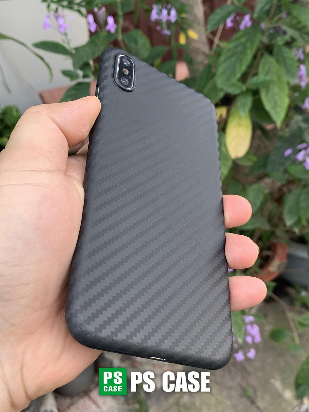Ốp lưng siêu mỏng, vân carbon dành cho  iPhone XS Max - Màu đen - PS Case Phân Phối