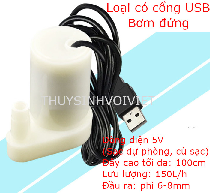 Bơm nước chìm Mini điện 3-5v có và không cổng USB