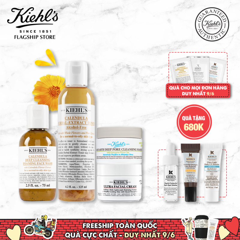 Bộ 7 bước chăm sóc da sáng khỏe toàn diện Kiehls giá rẻ