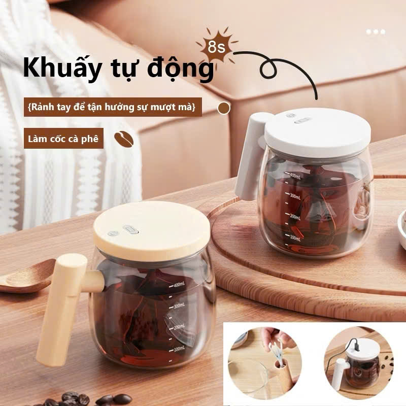 Cốc khuấy tự động đa năng, cốc tự khuấy chất liệu thủy tinh cao cấp chịu nhiệt dung tích 400ml tiện lợi, cốc đựng cà phê. cốc khuấy cà phê tự động , cốc tự động khuấy cà phê, ly đựng cà phê