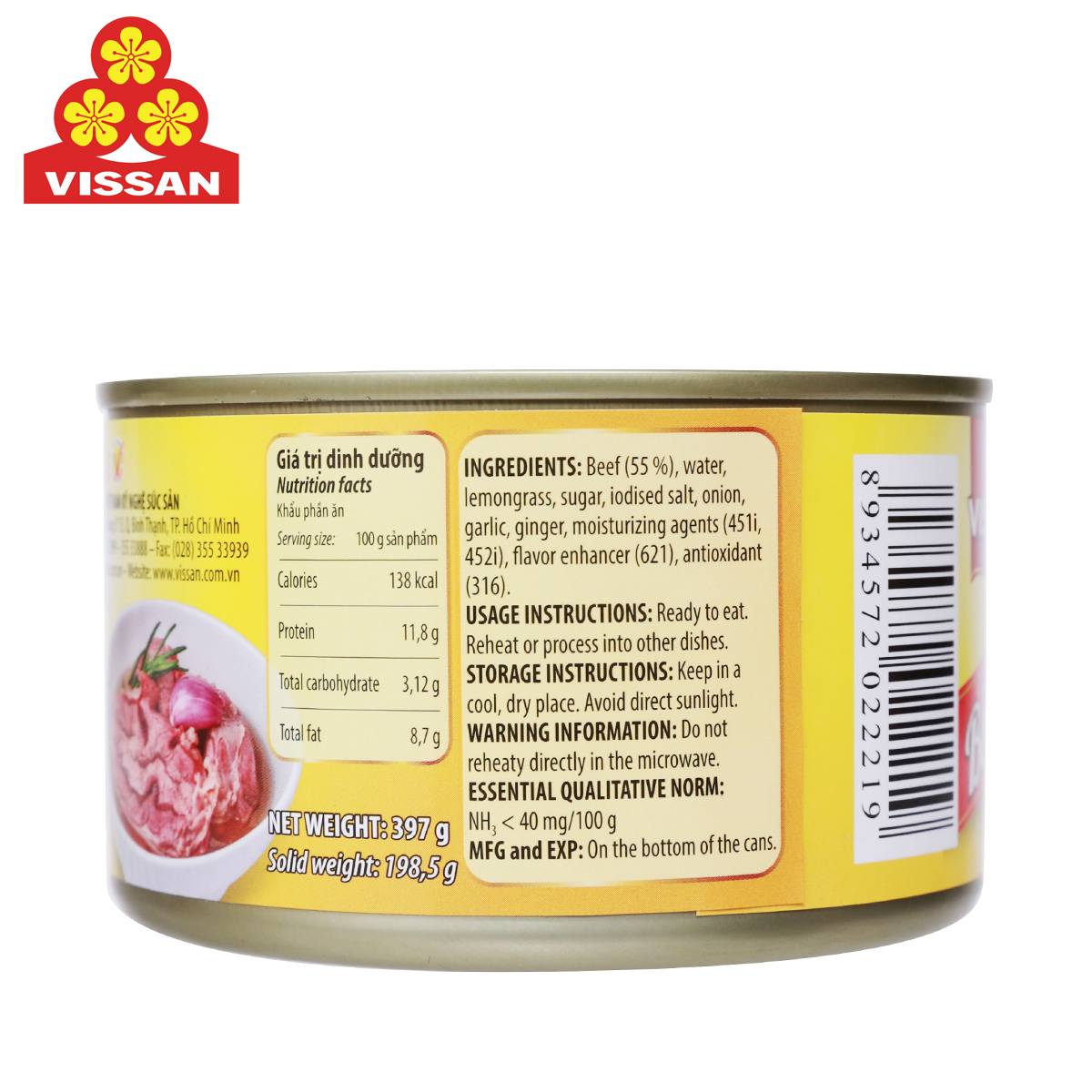 BÒ HẦM CANNED BEEF VISSAN 397 GRAM