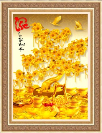 [HCM]Tranh Đinh Đá ABC 3D Cây Kim Tiền D9296 (KHÁCH TỰ ĐÍNH) KT:50X75CM