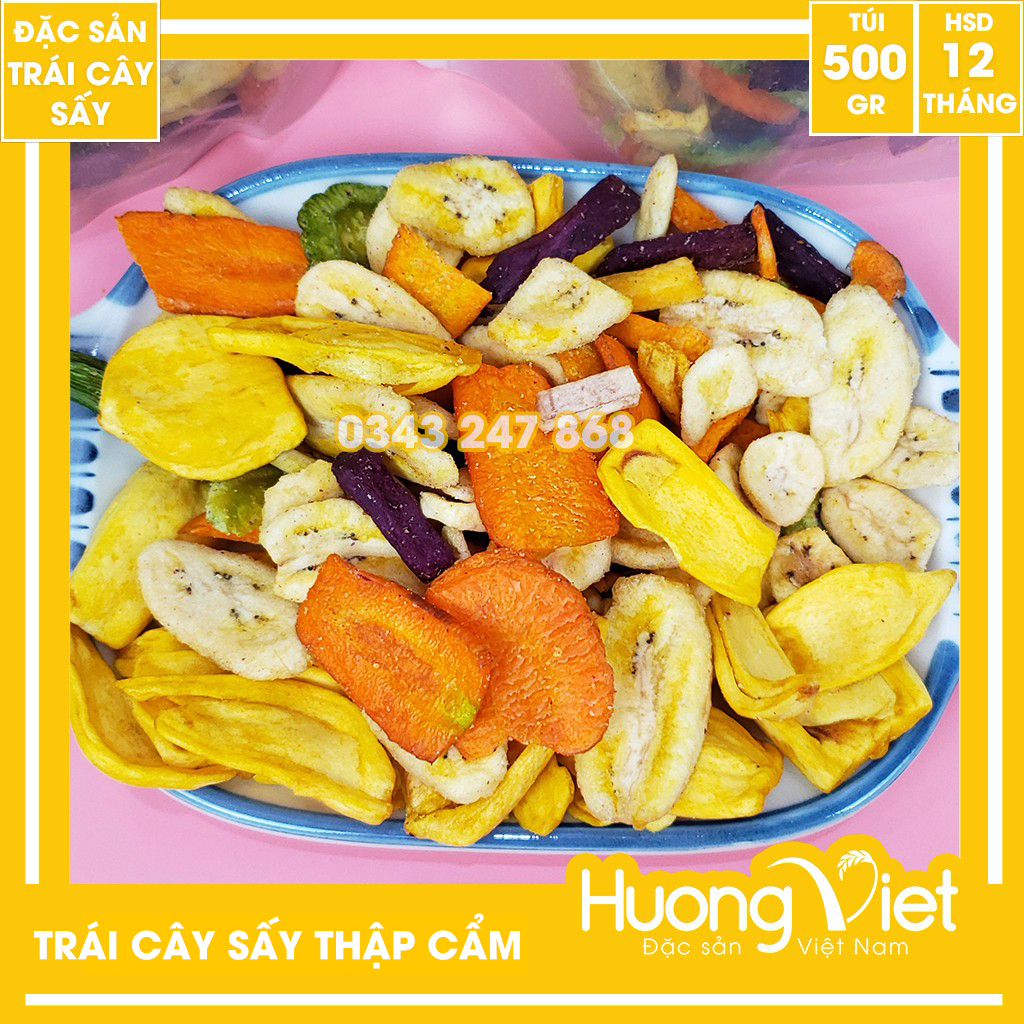 Trái cây sấy thập cẩm nguyên miếng giòn ngon date mới rau củ sấy đồ ăn vặt Sài Gòn