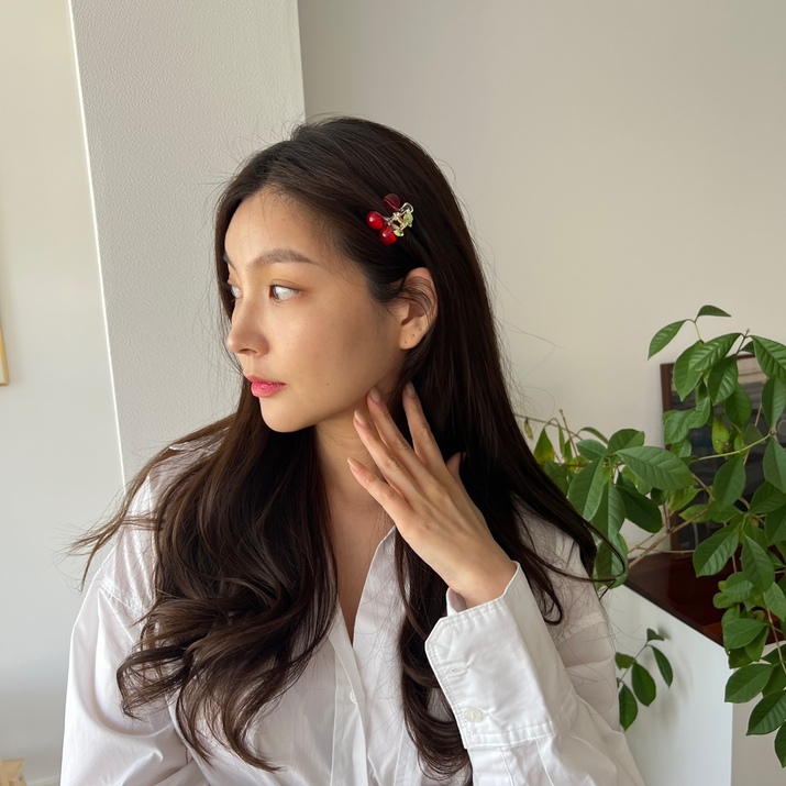 Kẹp tóc mini hình cherry ngọt ngào Modleaf Cute cherry pin Hàn Quốc