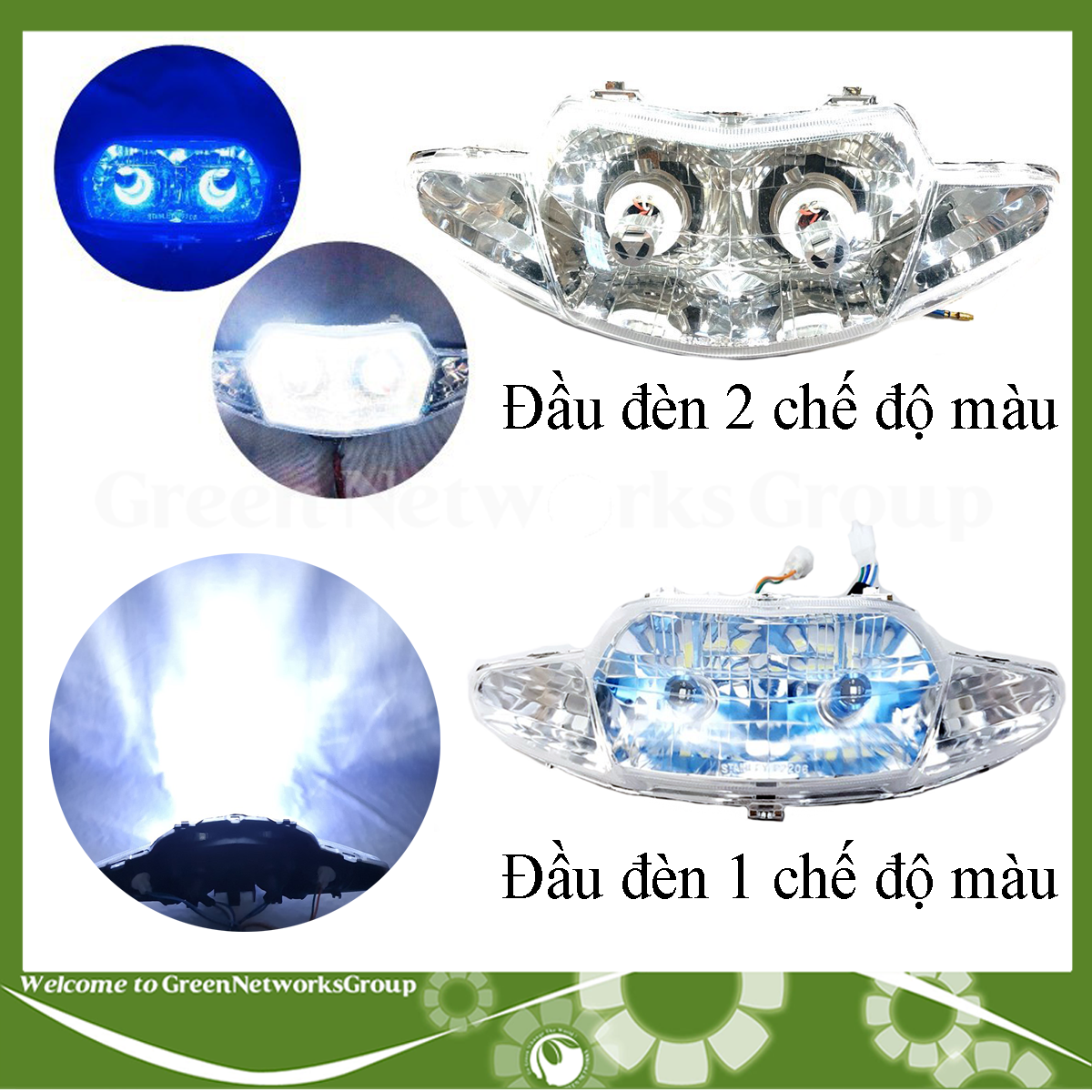 Đầu Đèn Wave 2002 gắn đèn LED H4 Greennetworks