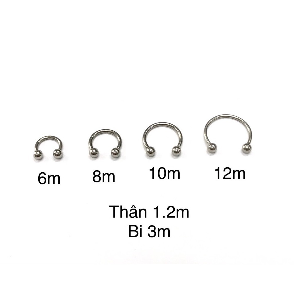 Khuyên tai, mũi, môi chữ U thép không gỉ