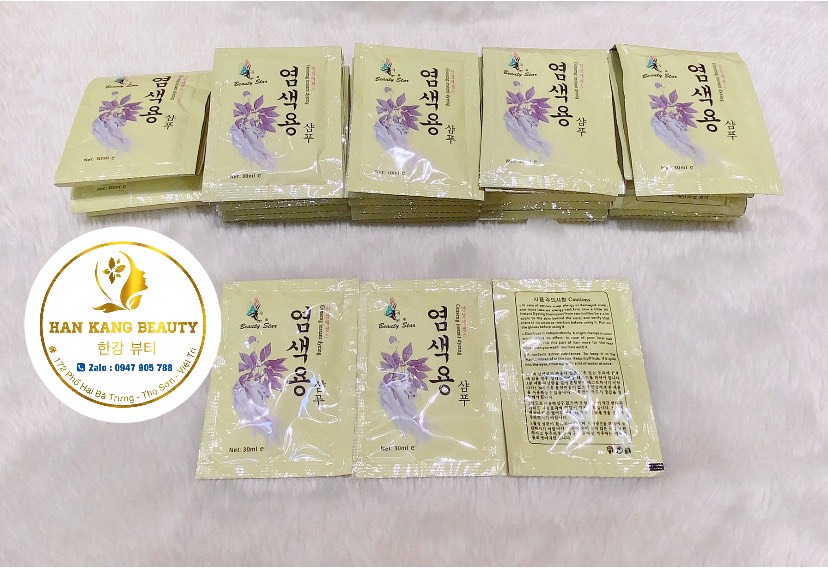 Dầu gội đen tóc Beauty Star -염색용- (Ginseng instant dyeing) Korea 