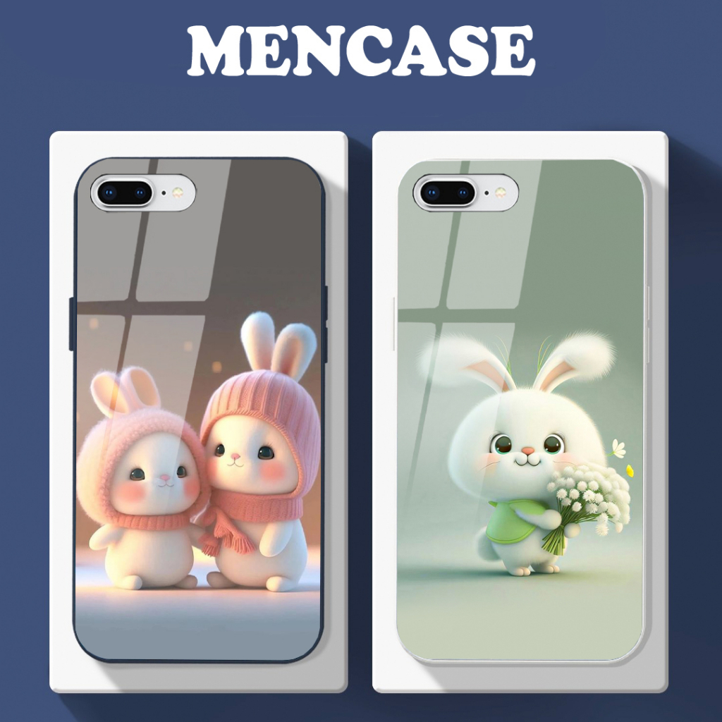 Ốp lưng IPHONE 7/8/7 PLUS/8 PLUS mặt kính in hình gấu dễ thương