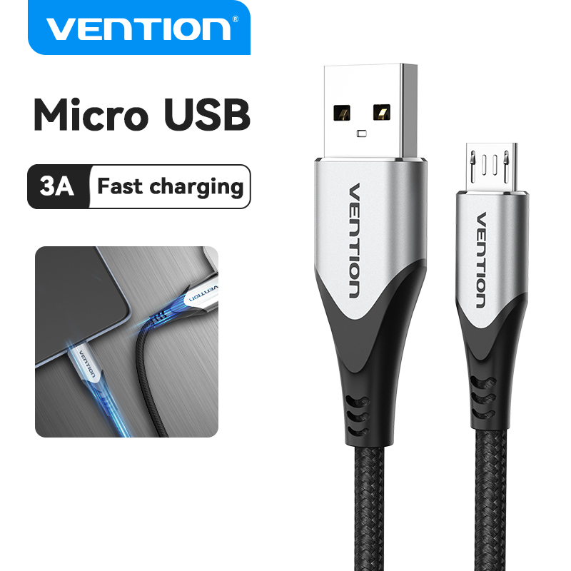 Vention Micro USB Cable 3A Nylon Fast Charge USB Data Cable for Samsung Xiaomi LG Tablet Android Mobile Phone USB Charging Cord