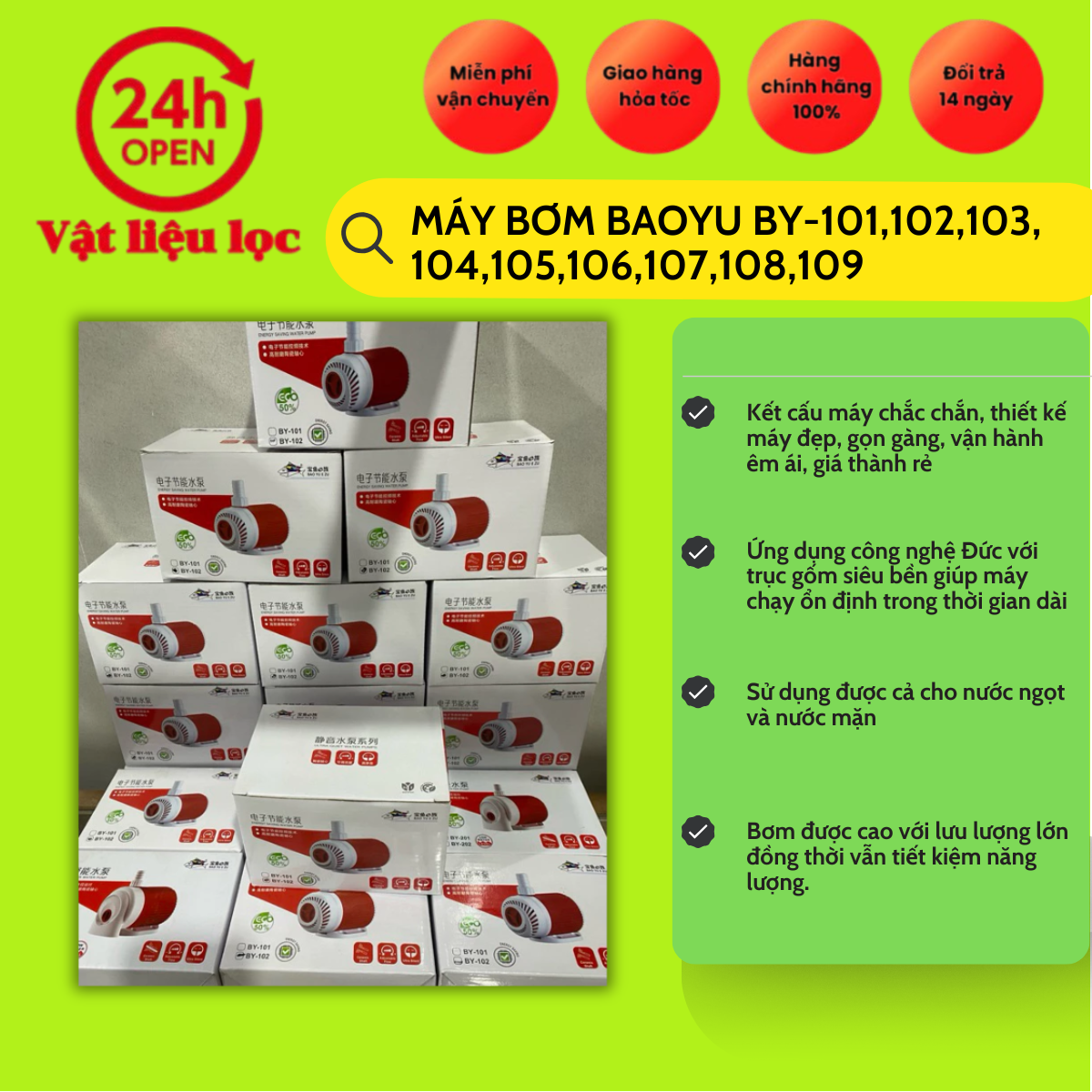 Máy Bơm Chìm Bể Cá BaoYu  Dành Cho Bể Cá Cảnh By 101-109