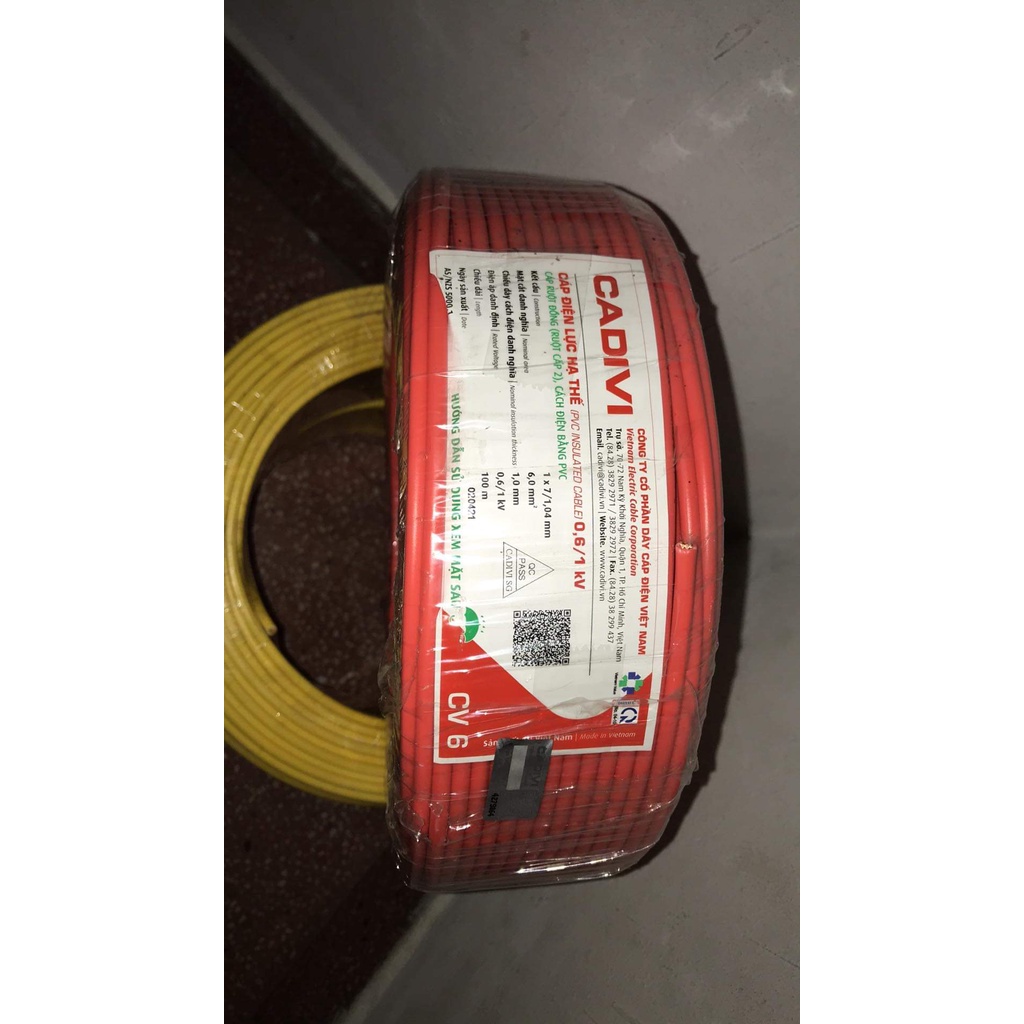 50 mét dây điện Cadivi 6.0 đơn - CV6.0