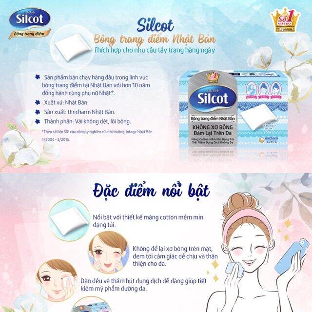 Bông tẩy trang Silicot Nhật Bản (hộp 82 miếng)