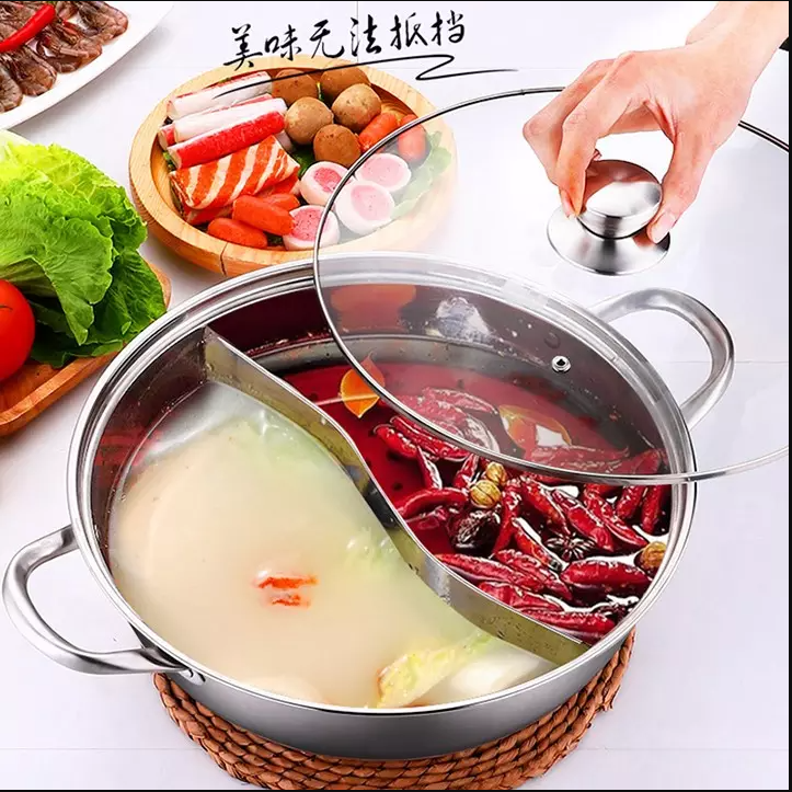 [HCM]NỒI LẨU INOX 2 NGĂN CAO CẤP DÙNG ĐƯỢC TRÊN MỌI LOẠI BẾP - NỔI LẨU ĐA NĂNG CÓ THỂ DÙNG NẤU ĐƯỢC 2 MÓN LẨU CÙNG 1 LÚC CỰC TIỆN LỢI