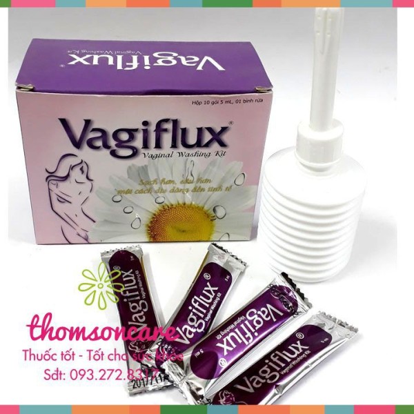 Bình rửa vệ sinh phụ nữ Vagiflux - 1 bình rửa và 10 gói 5ml - Sạch khuẩn Chính hãng cao cấp