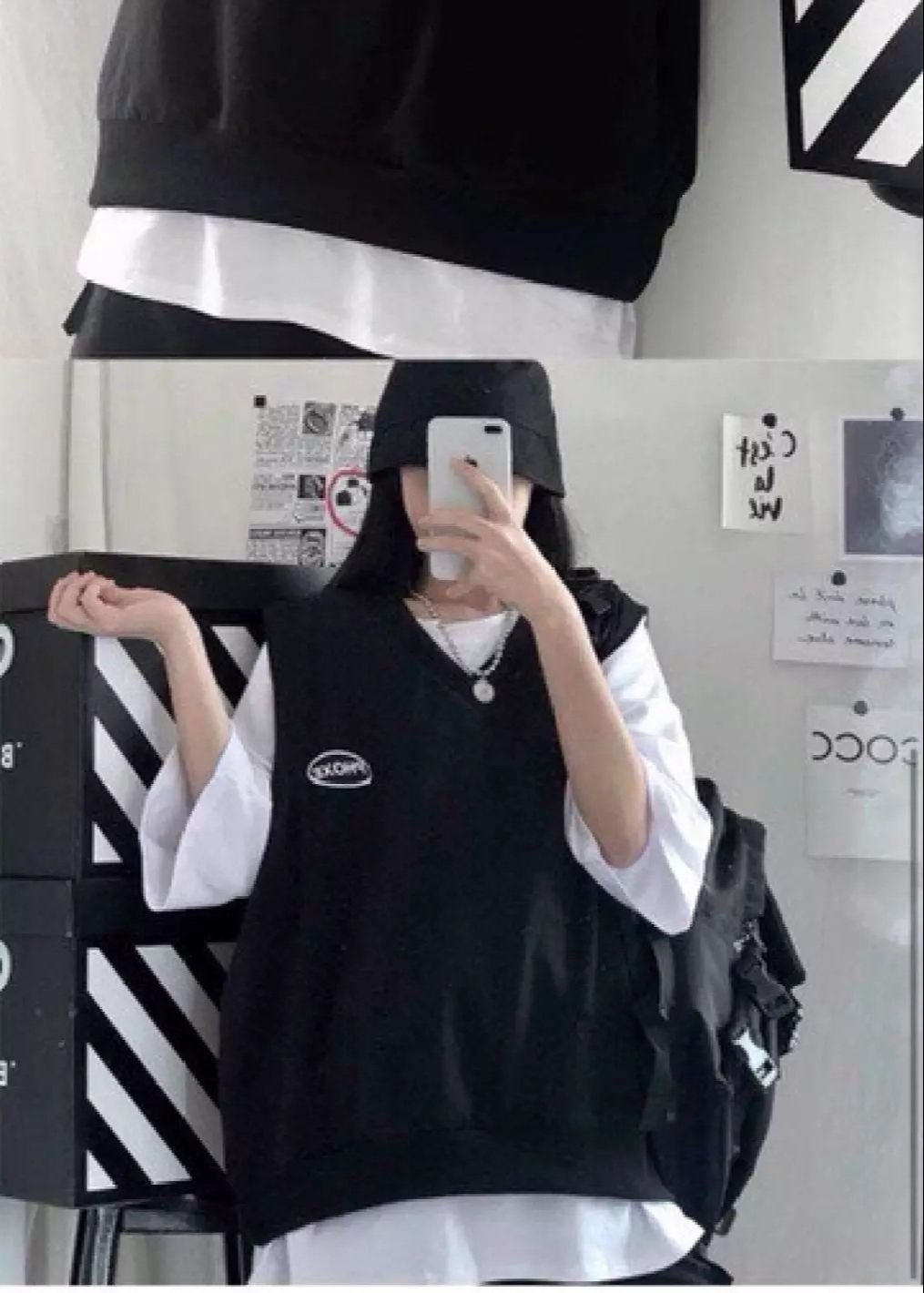 SÉT GILE 2 ÁO ĐEN,TRẮNG STYLE HÀN QUỐC