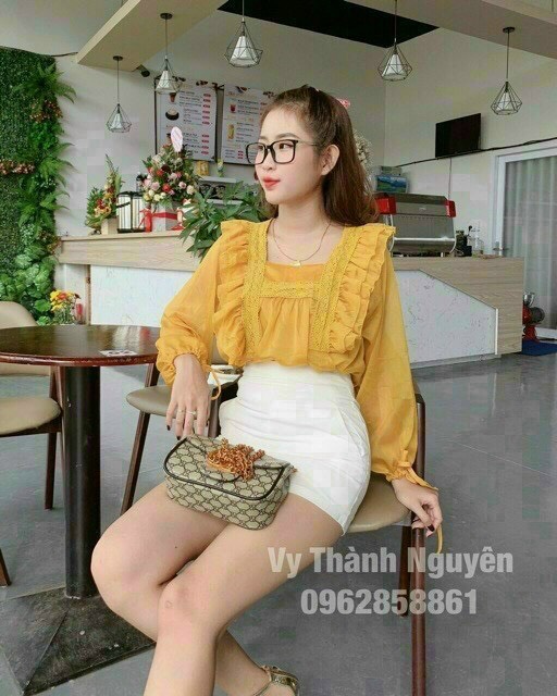 ÁO KIỂU CỔ VUÔNG TAY THẮT NƠ