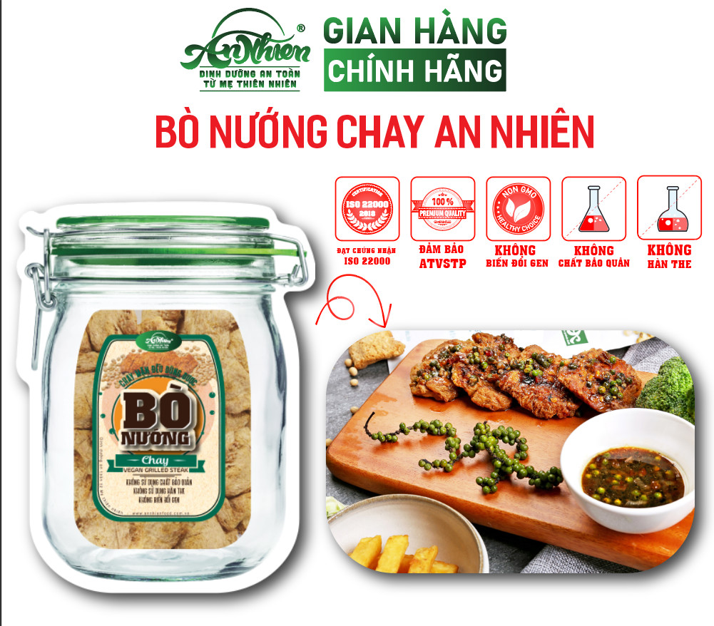 HÀNG CÔNG TY, 250G Bò Nướng Chay An Nhiên Thịt Chay, Thực Phẩm Chay Dinh Dưỡng, Thuần Chay Healthy, Đồ Ăn Chay.