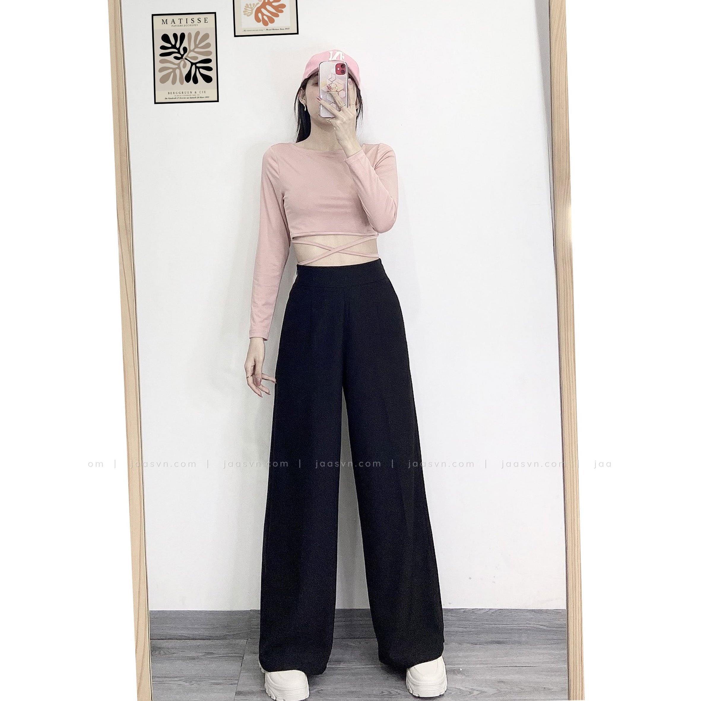 [HCM]Áo croptop tay dài thắt dây eo cá tính